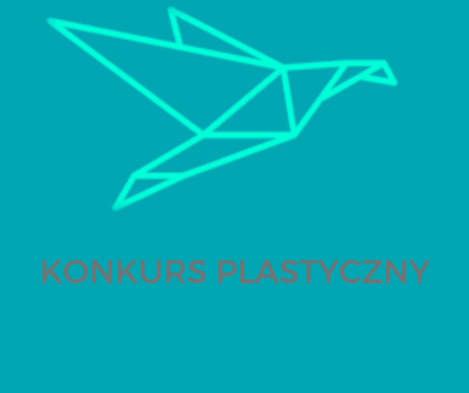 logo szkoły, ptak, napis konkurs plastyczny