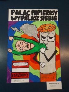 plakat, papieros w sylwetce człowieka