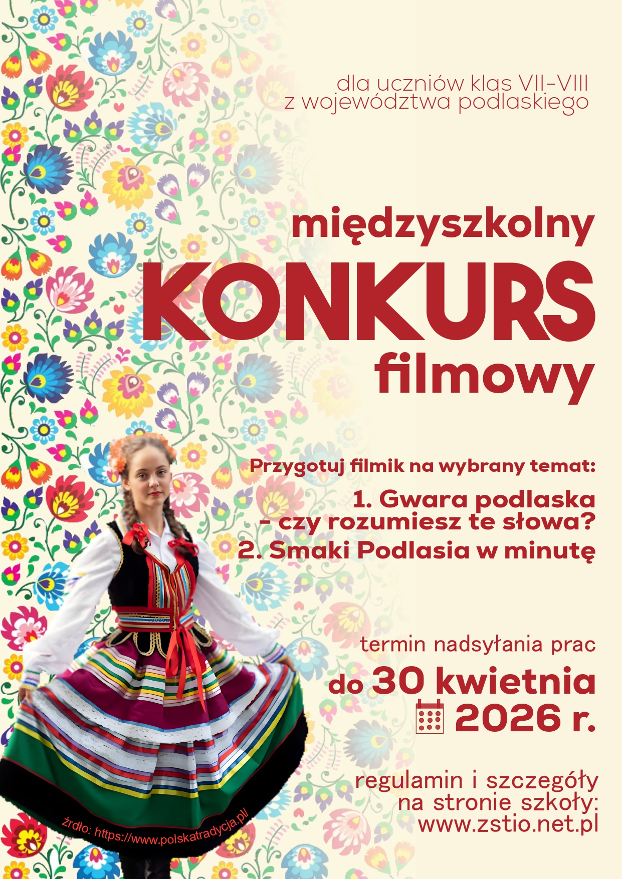 Plakat zawierający podstawowe dane dotyczące konkursu